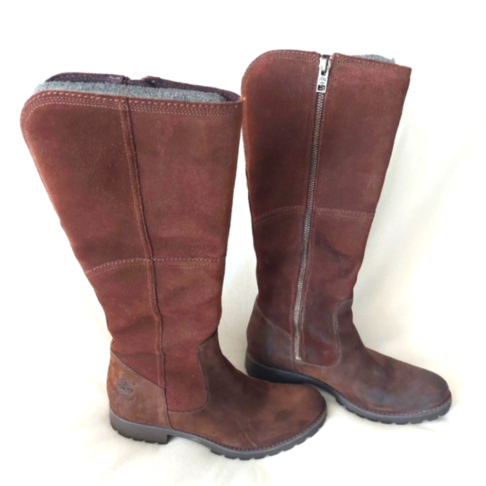 Timberland Tall Brown Suede Boots—Women's Size 7